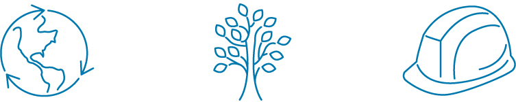  Icon outline of each, a tree, and a construction hat.