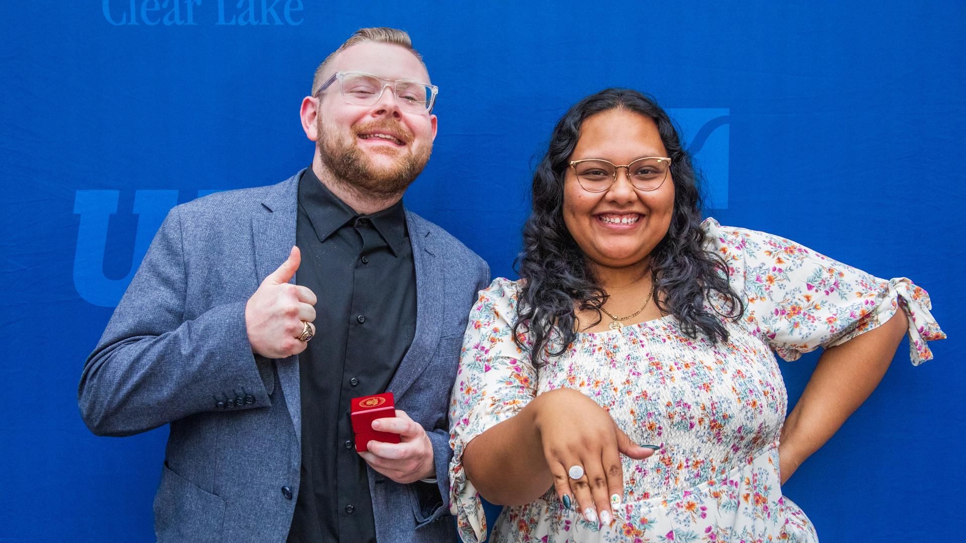 Students showing off their class rings