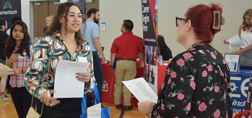 UHCL student at a career development event