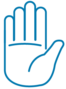 Icon of a hand raised signaling stop